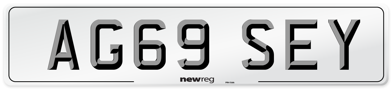 AG69 SEY Number Plate from New Reg